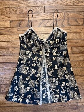 Victoria's Secret VINTAGE  Satin Slip with Cream Floral Print